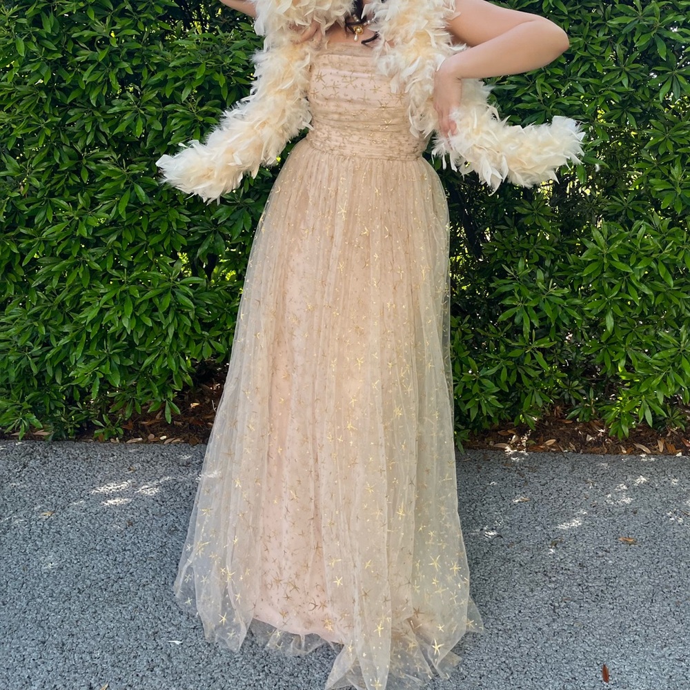 Ceremony by Joanna August Strapless Golden Star Tulle Dress